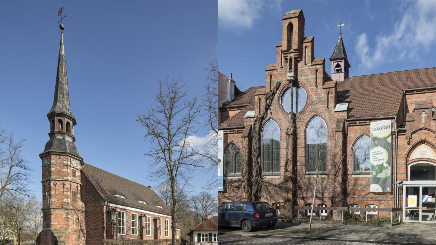 Waller Kirche (links) & Immanuel-Kapelle (rechts)